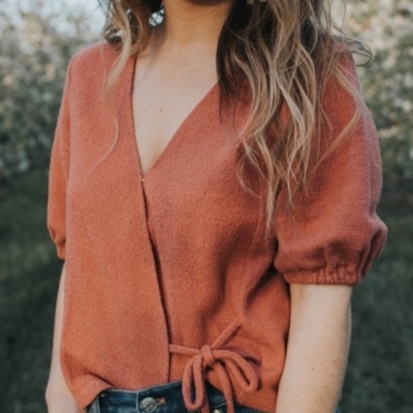 Xs madewell unique orange madewell top (texture and thread) nwot - Picture 5 of 8